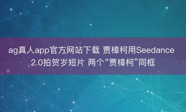 ag真人app官方网站下载 贾樟柯用Seedance 2.0拍贺岁短片 两个“贾樟柯”同框