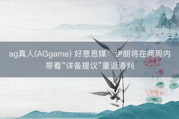 ag真人(AGgame) 好意思媒:伊朗将在两周内带着“详备提议”重返道判