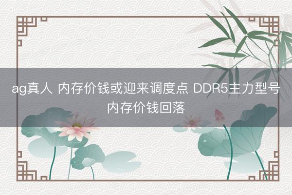 ag真人 内存价钱或迎来调度点 DDR5主力型号内存价钱回落