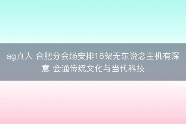 ag真人 合肥分会场安排16架无东说念主机有深意 会通传统文化与当代科技