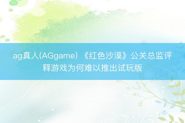 ag真人(AGgame) 《红色沙漠》公关总监评释游戏为何难以推出试玩版
