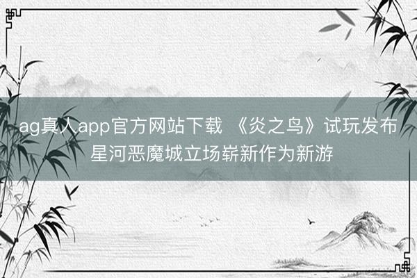 ag真人app官方网站下载 《炎之鸟》试玩发布 星河恶魔城立场崭新作为新游