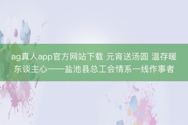 ag真人app官方网站下载 元宵送汤圆 温存暖东谈主心——盐池县总工会情系一线作事者