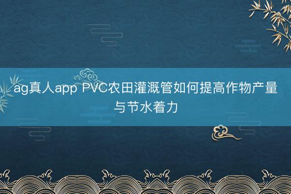 ag真人app PVC农田灌溉管如何提高作物产量与节水着力